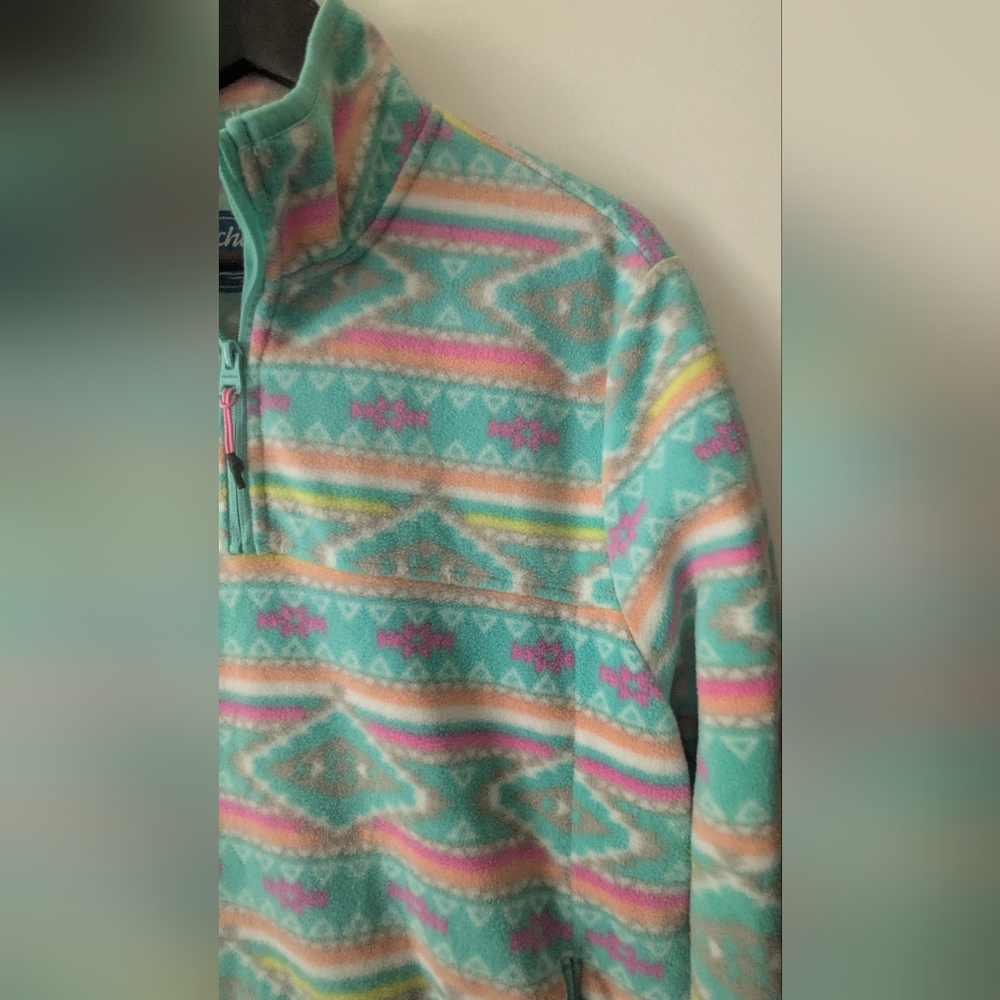Chubbies The Flame Commander Fleece Quarter Zip Teal Geometric Aztec Medium - Picture 7 of 15